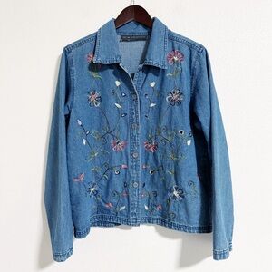 Vintage 90s New Identity Floral Embroidered Denim Jacket